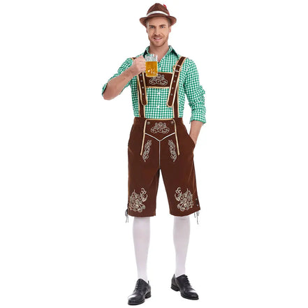 Dvojdielny tirolský kostým pre mužov s košeľou a nohavicami na Oktoberfest – Tervano