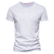 Herre T-shirt kortærmet bomuld rund hals let pasform