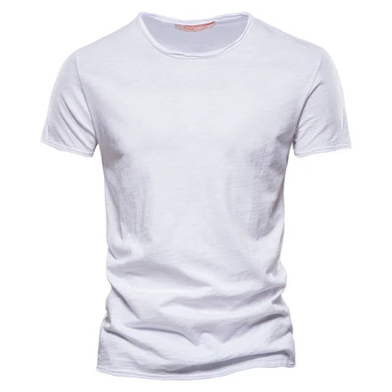 Herre T-shirt kortærmet bomuld rund hals let pasform