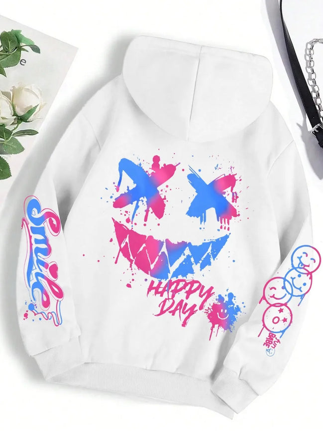 Smiley hættetrøje – unisex hoodie i afslappet pasform