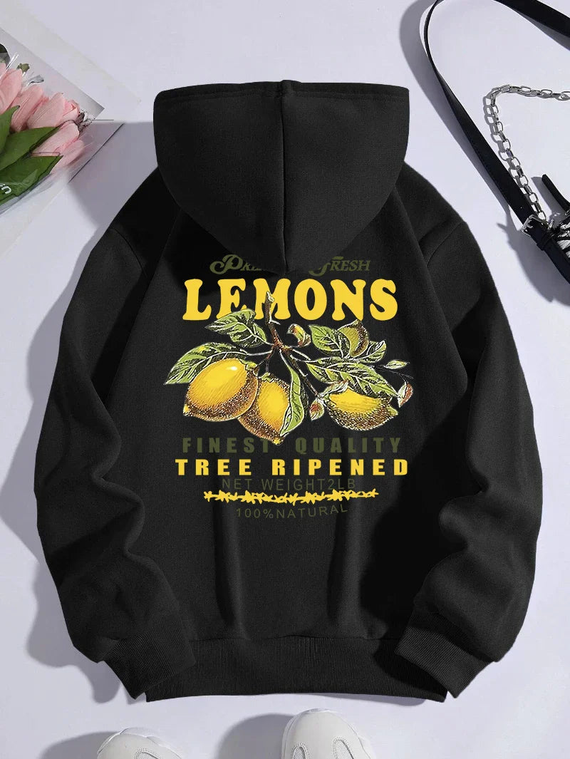 Lemon Hoodie med citronprint