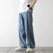 Baggy jeans med elastisk talje og let denim – bukser til hverdag og streetwear – Denviro