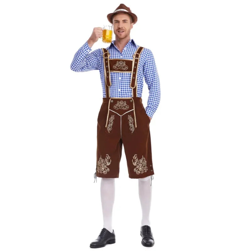 Dvojdielny tirolský kostým pre mužov s košeľou a nohavicami na Oktoberfest – Tervano