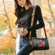 Floria Soft PU Crossbody Taske med Blomstermønster
