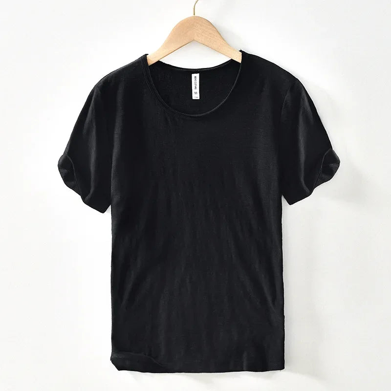 Norevia T-shirt herre kortærmet bomuld rund hals ensfarvet