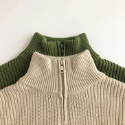 Milona børnesweater med høj krave og lynlås