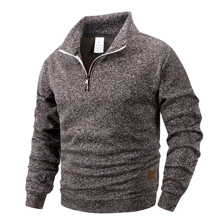 Herre pullover med høj krave og halv lynlås – Alveron