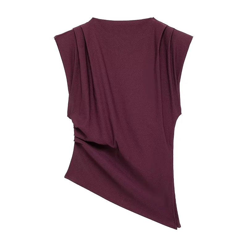 Elvara dame top – asymmetrisk one-shoulder top med drapering