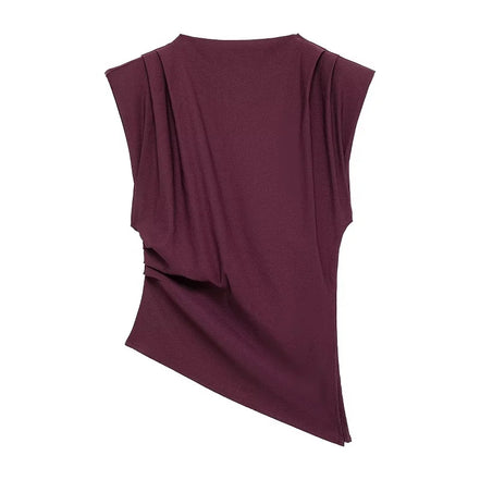 Elvara dame top – asymmetrisk one-shoulder top med drapering