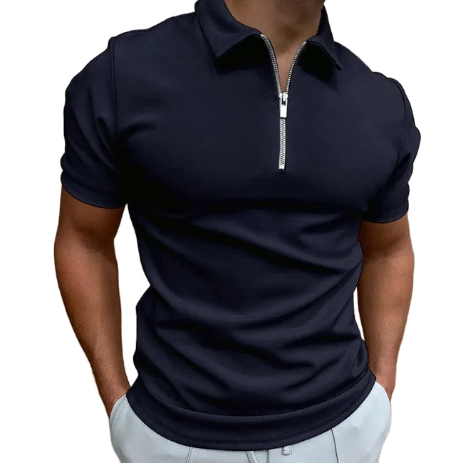 Virello Poloshirt med Half-Zip og Korte Ærmer Slim Fit