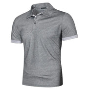 Herre polo shirt kortærmet polyester med knaplukning ensfarvet design