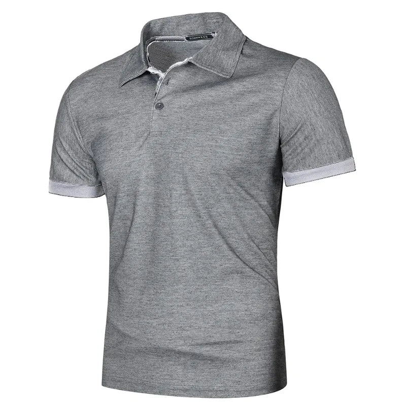 Herre polo shirt kortærmet polyester med knaplukning ensfarvet design