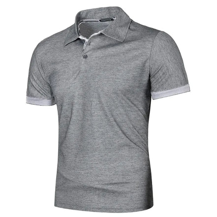 Herre polo shirt kortærmet polyester med knaplukning ensfarvet design