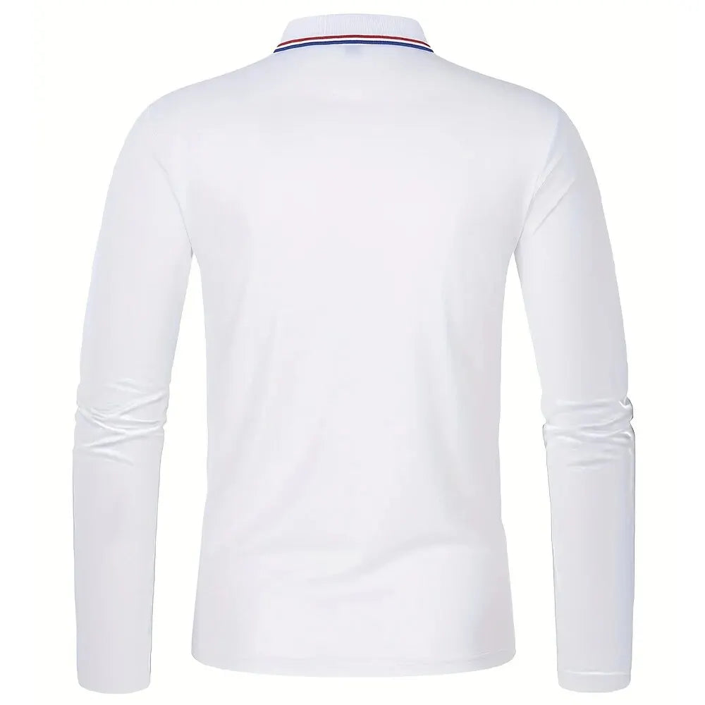 Herre polo med lange ærmer og ensfarvet design – Norvian