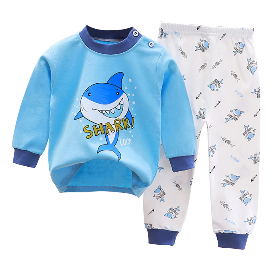 Uniro børnepyjamas – Unisex sæt med print til efterår og indendørs brug