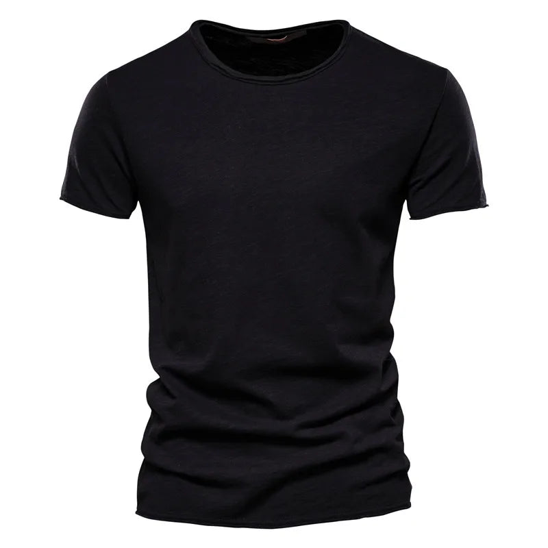 Herre T-shirt kortærmet bomuld rund hals let pasform