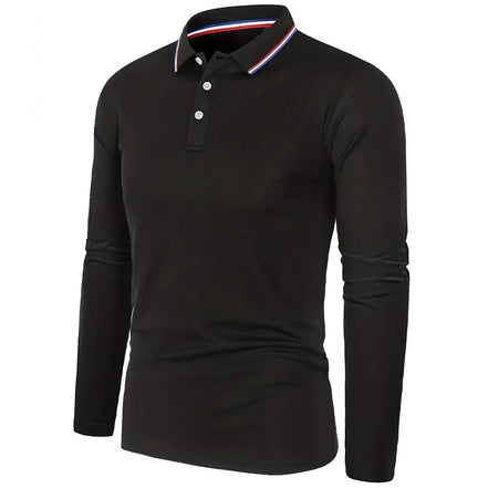 Herre polo med lange ærmer og ensfarvet design – Norvian