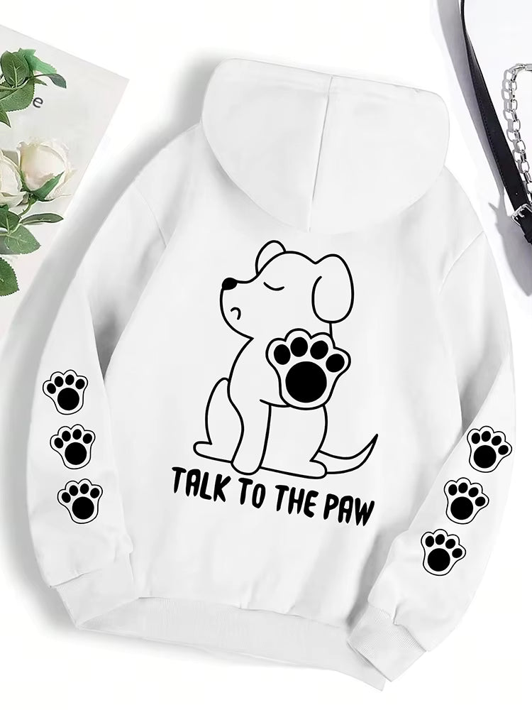 Talk To The Paw hættetrøje – varm fleece unisex trøje med hundeprint