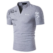 Herre polo shirt kortærmet polyester V-hals printet design