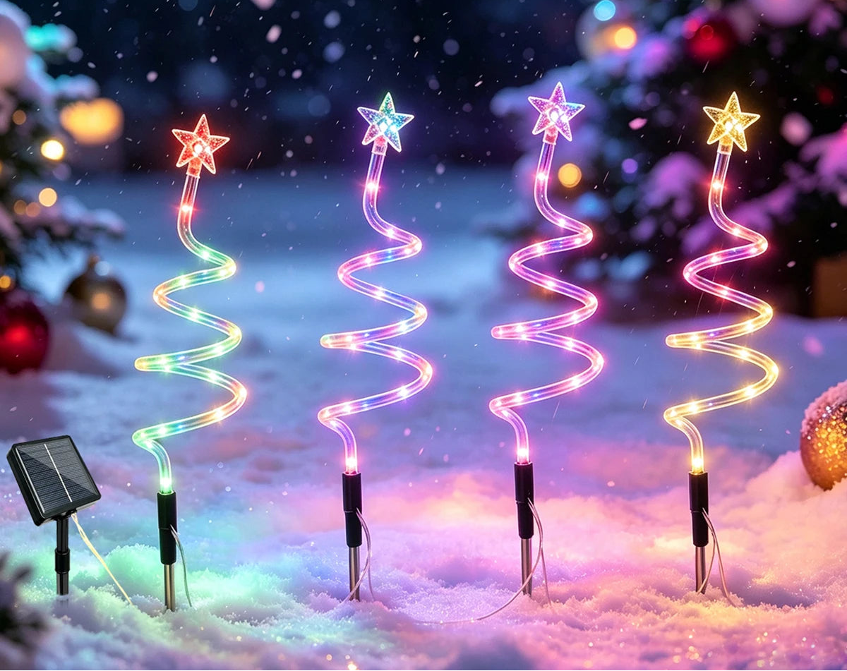 Solcelle juletræslys med spiraldesign og 8 lysindstillinger – Spiravelle
