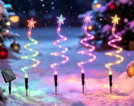 Solcelle juletræslys med spiraldesign og 8 lysindstillinger – Spiravelle