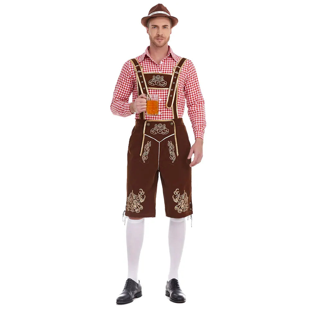 Dvojdielny tirolský kostým pre mužov s košeľou a nohavicami na Oktoberfest – Tervano