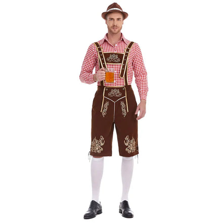 Dvojdielny tirolský kostým pre mužov s košeľou a nohavicami na Oktoberfest – Tervano