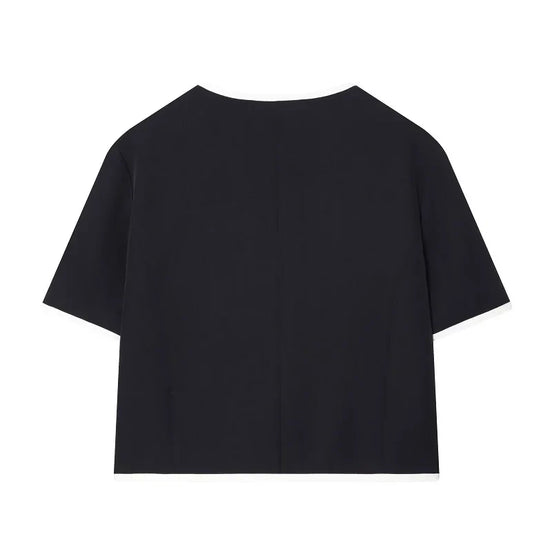 Cropped blazer med korte ærmer og lommer – Mirella