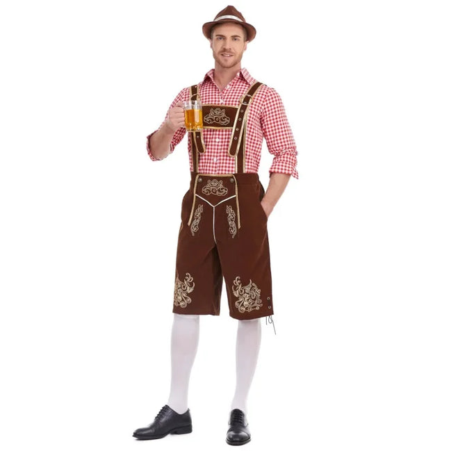 Dvojdielny tirolský kostým pre mužov s košeľou a nohavicami na Oktoberfest – Tervano