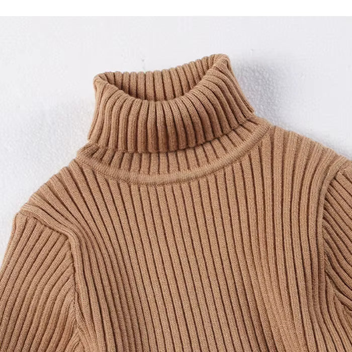 Dzianinowy sweter dziecięcy z golfem i długimi rękawami – Norellin