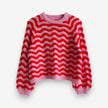 Wavira round neck sweater med bølget strik