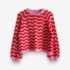 Wavira round neck sweater med bølget strik