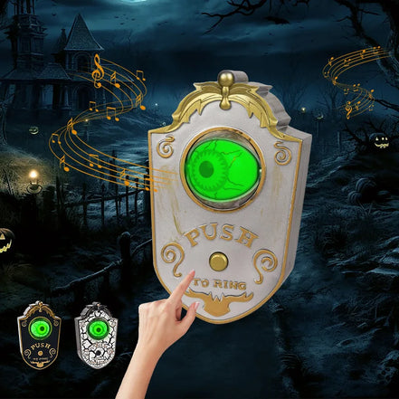Halloweenský zvonek s osvětleným okem a zvukovými efekty – Oculvyn