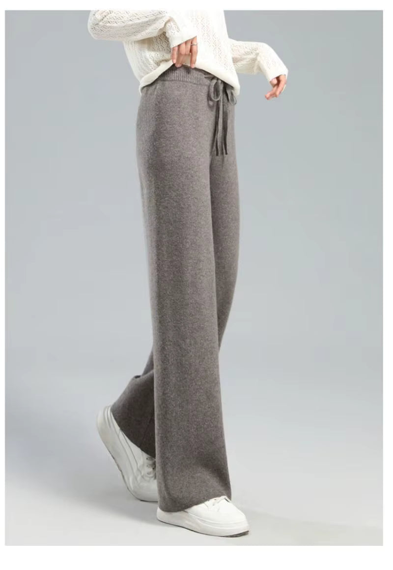 Varme strikkede bukser med høj talje – Blød komfort til hverdag og fritid