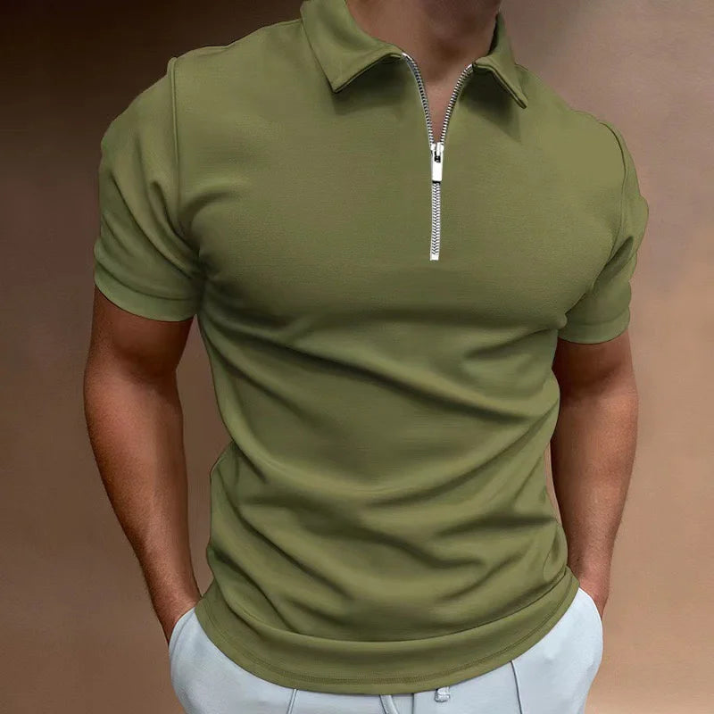 Virello Poloshirt med Half-Zip og Korte Ærmer Slim Fit