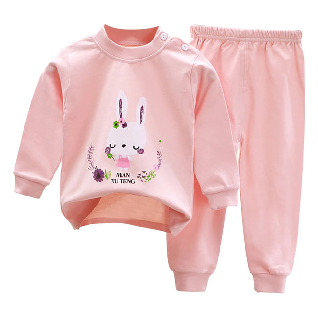 Uniro børnepyjamas – Unisex sæt med print til efterår og indendørs brug