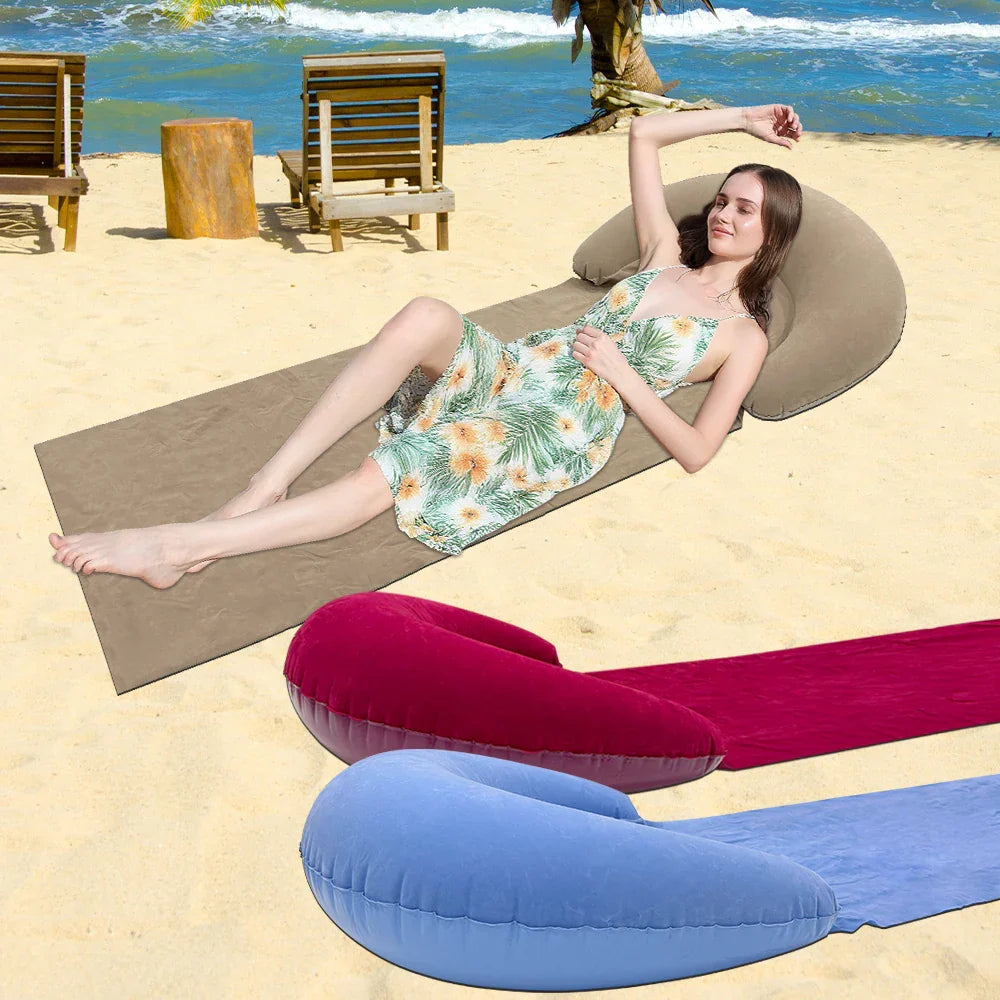 CoastAir oppustelig strandmåtte – foldbar liggemåtte til strand og camping