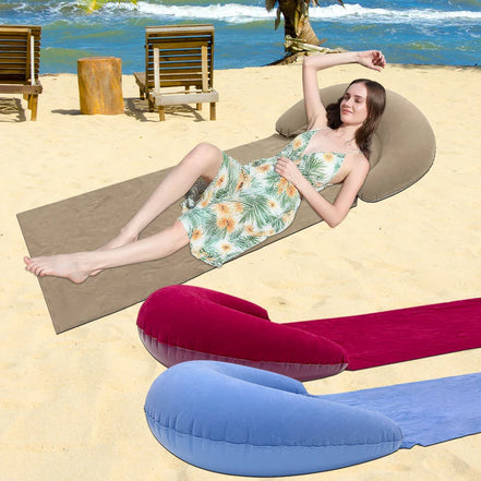 CoastAir oppustelig strandmåtte – foldbar liggemåtte til strand og camping