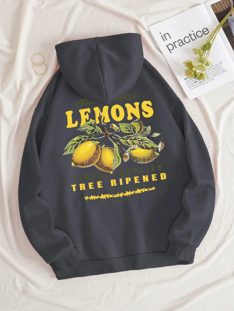 Lemon Hoodie med citronprint