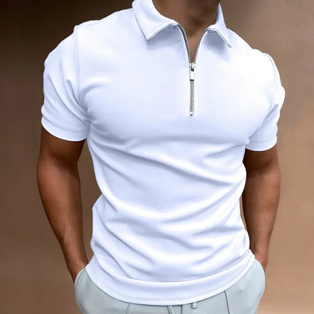 Virello Poloshirt med Half-Zip og Korte Ærmer Slim Fit
