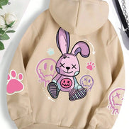 Unisex hættetrøje med moderne print – blød fleece sweatshirt