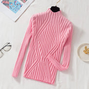 Norevet højhalset striktrøje – Slim fit pullover med ribdetaljer (One Size)