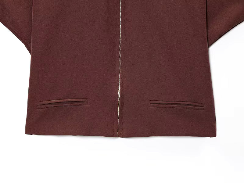 Cropped jakke med lynlås og korte ærmer – Veloria