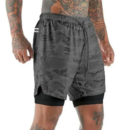 2-i-1 sportshorts til herre med indershorts og snøre – shorts til løb og træning – Runvex