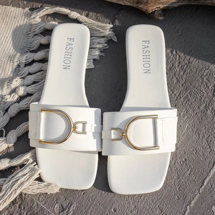 Slip-on dames slippers med flad sål – Eloria