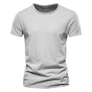 Herre T-shirt kortærmet bomuld rund hals let pasform
