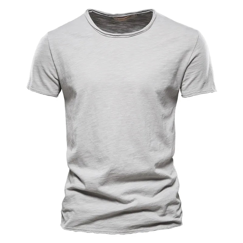 Herre T-shirt kortærmet bomuld rund hals let pasform