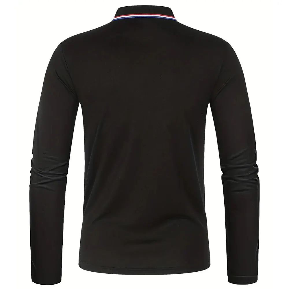 Herre polo med lange ærmer og ensfarvet design – Norvian