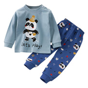Uniro børnepyjamas – Unisex sæt med print til efterår og indendørs brug