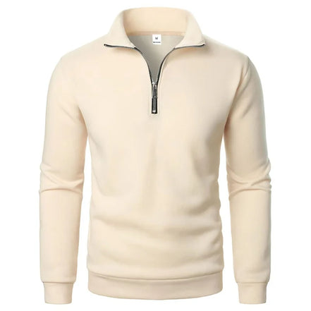 Herre sweatshirt med halv lynlås og høj krave – Velrano